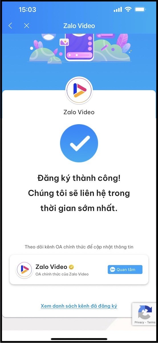 Bạn đã đăng ký xong